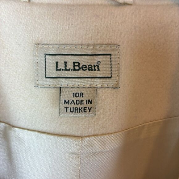 Vintage LL Bean Women’s Cream Wool Cashmere Blend Lined Coat Size 10R - Picture 2 of 6